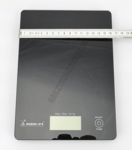 Digitális konyhamérleg, 5 kg méréshatár, üveglapos fekete