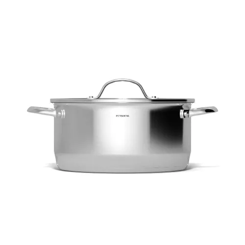 Alacsony lábas üvegfedővel, 2,9 literes, 20×10 cm, kerámia tapadásmentes, indukciós, Pensofal