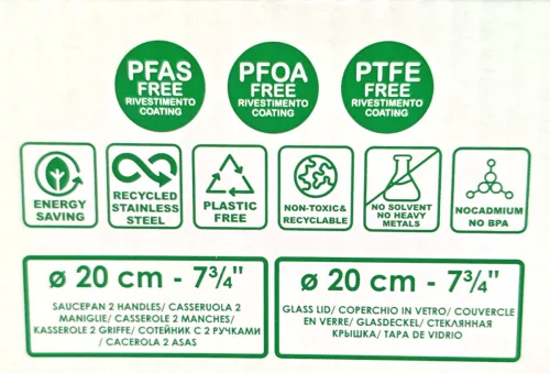 Alacsony lábas üvegfedővel, 2,9 literes, 20×10 cm, kerámia tapadásmentes, indukciós, Pensofal
