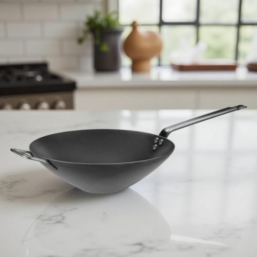 Wok, 30 cm, kékacél, Pujadas