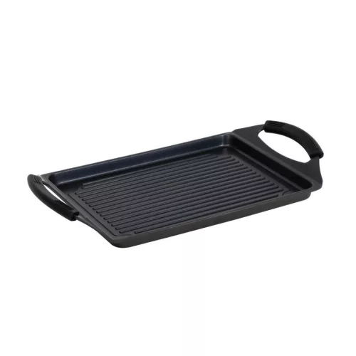 Grill lap, 45×27 cm, tapadásmentes, kovácsolt alumínium, indukciós, Black Pro, Pujadas