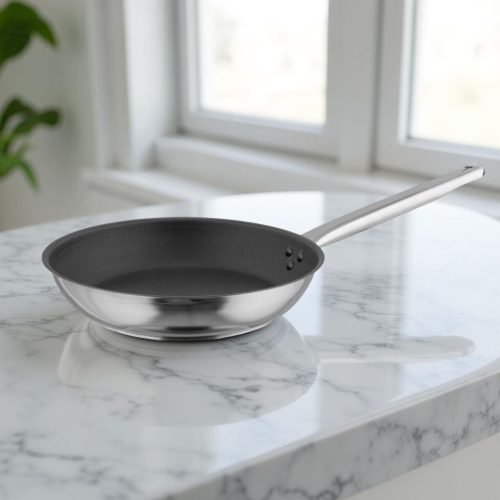 Rozsdamentes serpenyő, 36 cm, Excalibur extra kemény tapadásmentes bevonat, indukciós, Pujadas Inox-Pro Ergos