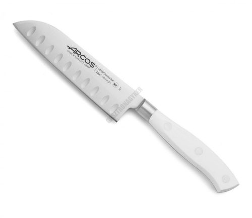 Arcos Riviera kovácsolt Santoku japán kés, 14 cm penge, fehér szegecselt nyéllel