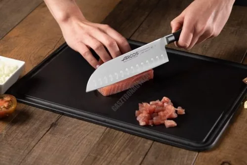 Arcos Riviera kovácsolt japán kés, fekete szegecselt nyél, 18 cm rovátkolt penge