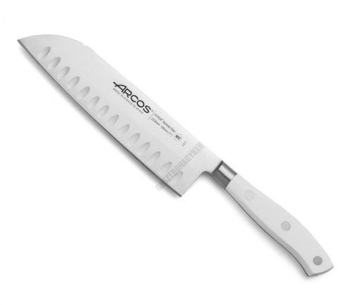 Arcos Riviera kovácsolt japán kés, fehér szegecselt nyél, 18 cm rovátkolt penge