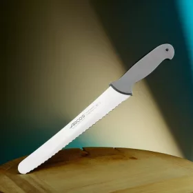   Arcos Colour Prof kenyérvágó, szeletelőkés, 25 cm hullámos penge, csúszásmentes markolat, színkódos