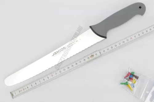 Arcos Colour Prof kenyérvágó, szeletelőkés, 25 cm hullámos penge, csúszásmentes markolat, színkódos