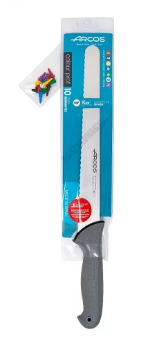 Arcos Colour Prof kenyérvágó, szeletelőkés, 30 cm-es hullámos penge, csúszásmentes markolat, színkódos