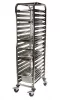 Tálcatartó regálkocsi, mobil állvány, 18 db GN 1/1 (32,5×53 cm) tálcához, rozsdamentes