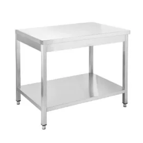   Rozsdamentes munkaasztal alsó polccal, 1000×700×850 mm, lapra szerelt