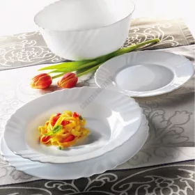 Ebro étkészlet, 19 részes, salátástállal, opál üveg