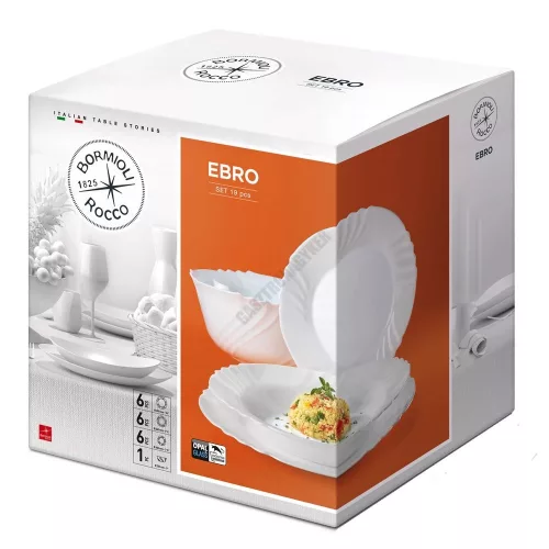 Ebro étkészlet, 19 részes, salátástállal, opál üveg