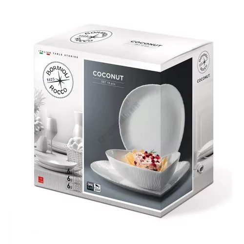 Coconut étkészlet, 18 részes, opál üveg