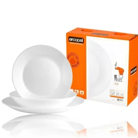   Zelie fehér étkészlet, 18 részes, temperált, kerek, üveg