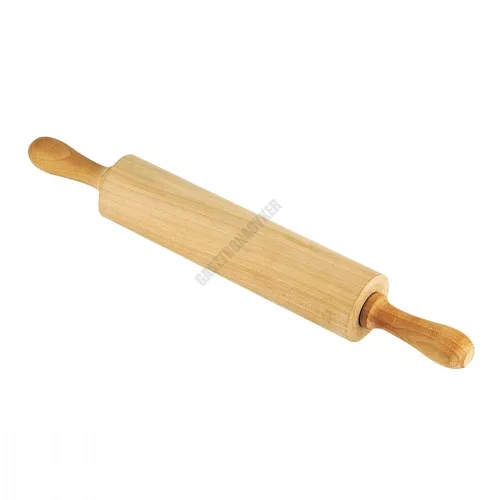 Nyújtófa, csapágyas nyéllel, kaucsukfából, hasznos felület: 25 cm, átmérő: 6 cm, Delícia