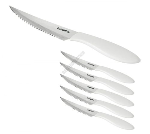 Steak kés, 12 cm, 6 db/csomag, fehér, Presto
