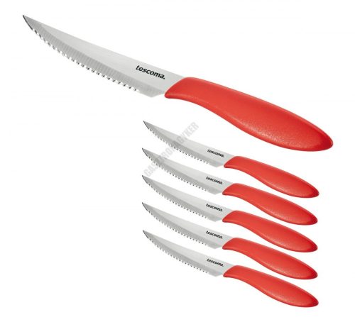 Steak kés, 12 cm, 6 db/csomag, piros, Presto