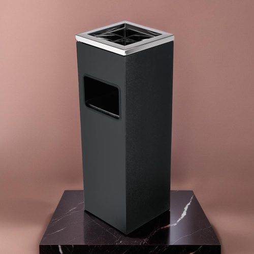 Álló hamuzó hulladéktartóval, 20×20×60 cm, rozsdamentes