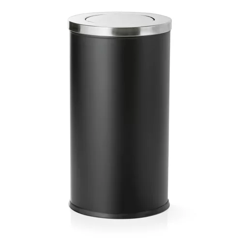 Szemetes kivehető galvanizált vödörrel, 80 l, 37×71 cm, porszórt fekete