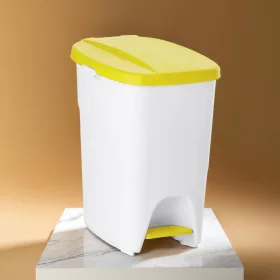 Pedálos szemetes, 25 l, polipropilén, sárga tető