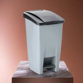Pedálos szemetes, 60 l, polietilén, fekete tető