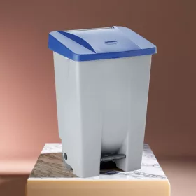 Pedálos szemetes, 80 l, polietilén, kék tető