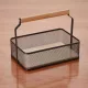 Fémkosár fa fogóval, 23,5×15,6×7,5 cm, porszórt fekete