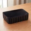 Kenyérkosár pamutbéléssel, fém, 28,5×18,5×8 cm, porszórt fekete