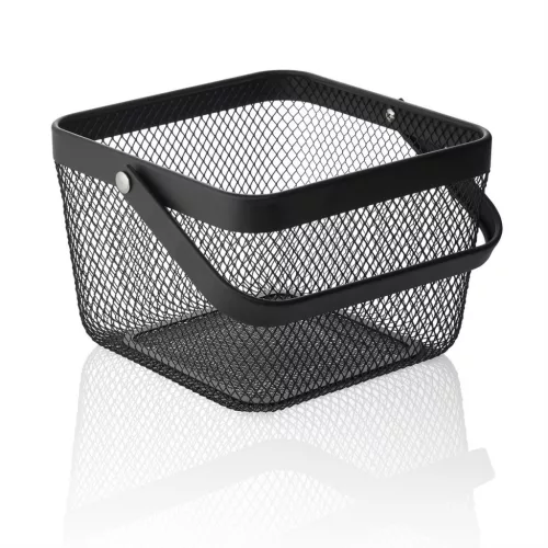 Négyszög gyümölcskosár, 24 cm, porszórt fekete