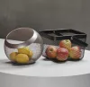 Négyszög gyümölcskosár, 24 cm, porszórt fekete