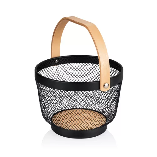 Fém gyümölcskosár, 24 cm, porszórt fekete