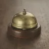 Recepciós csengő, 9 cm, rozsdamentes, fa