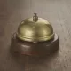 Recepciós csengő, 9 cm, rozsdamentes, fa