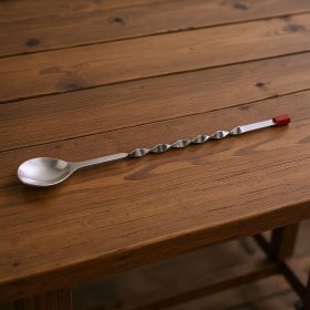 Koktélkanál csavart nyéllel, 28,5 cm, rozsdamentes