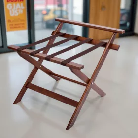   Bőröndtartó falvédővel, 60×59×52 cm, összecsukható, fa