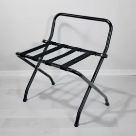   Bőröndtartó falvédővel, 71×47×46 cm, összecsukható, fekete