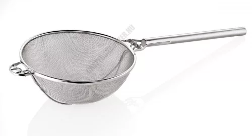 Erősített szűrő rozsdamentes nyéllel 30 cm, dupla hálós