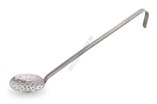 Szűrőkanál, kerek, rozsdamentes, nyélhossz.: 27 cm, átmérő 8 cm
