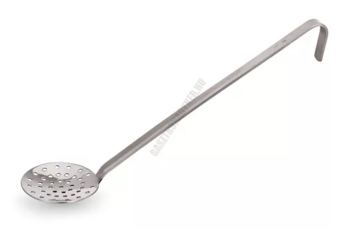 Szűrőkanál, kerek, rozsdamentes, nyélhossz.: 27 cm, átmérő 8 cm