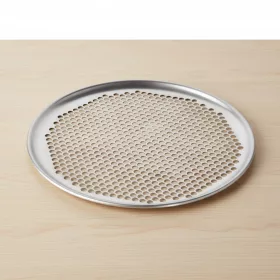   Pizzaforma, felső átm.: 25 cm, alsó átm.: 23 cm, perforált, alumínium