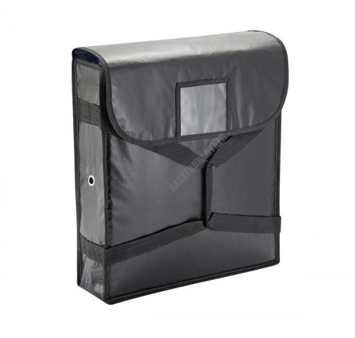 Pizzaszállító táska, fekete, 46x46x11 cm, alumínium bélés