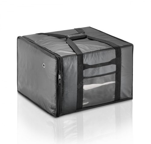 Pizzaszállító táska, fekete, 51x48x34 cm, alumínium bélés