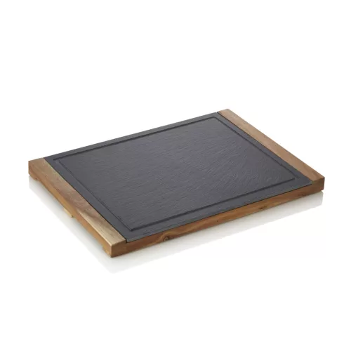 Pala kínálótál akácfa tartóban, 37×26×2,5 cm