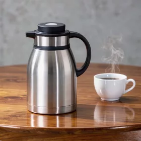   Termosz, nyomógombos, 2,5 liter, 29,5 cm magas, rozsdamentes