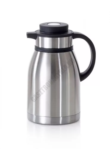 Termosz, nyomógombos, 2,5 liter, 29,5 cm magas, rozsdamentes