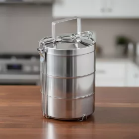 Ételszállító edény, 3×900 ml, duplafalú rozsdamentes