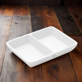 Porcelán tál, 2 részre osztott, 23x17x4,5 cm