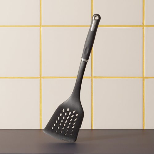 Fordítólapát, perforált, 35,3 cm, gumírozott nyél, Let's Cook