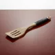 Fordítólapát, perforált, 30,5 cm, szilikon nyél, akácfa, Let's Cook