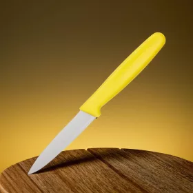 Hámozókés, 8 cm, sárga nyéllel